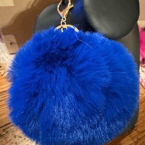 Blue Faux Fur Pom Pom Keychain All accessories in my closet are $8 or 3 for $20